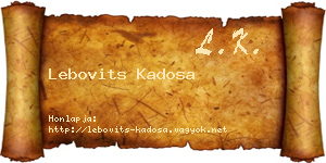 Lebovits Kadosa névjegykártya